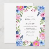 Invitation Pink Sky Blue Resplendent Spring Wedding (Devant / Derrière)
