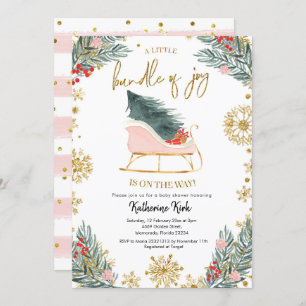 Invitation Pink Sleigh Baby shower Petit paquet de joie