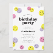 Invitation Pink Smiling Happy Face Anniversaire de enfant Par (Devant)