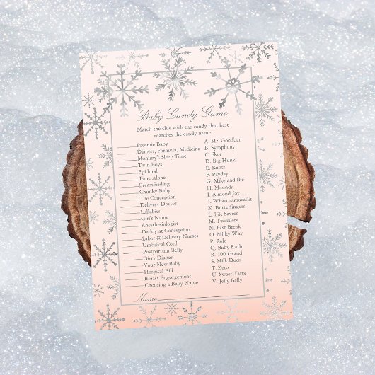 Invitation Pink Snowflake Baby Candy Baby shower Jeu