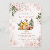 Invitation Pink Snowflake Bridal Luncheon Pancake & Cocoa (Devant / Derrière)
