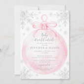 Invitation Pink Snowflake Christmas Winter Baby girl shower (Devant)