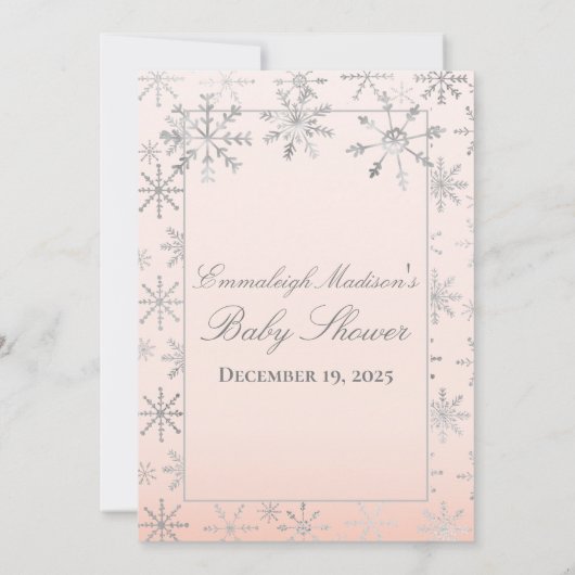Invitation Pink Snowflake Devinez Le Baby shower Prix Jeu (Dos)