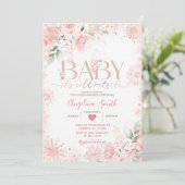 Invitation Pink Snowflake Floral Its Cold Outside Baby Shower (Debout devant)