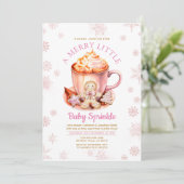 Invitation Pink Snowflake Gingerbread Christmas Baby Sprinkle (Debout devant)