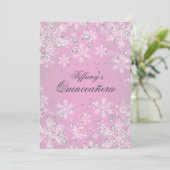 Invitation Pink Snowflake hiver Wonderland Quinceanera (Debout devant)