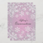 Invitation Pink Snowflake hiver Wonderland Quinceanera (Devant / Derrière)