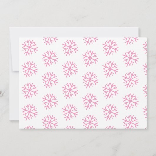 Invitation Pink Snowflake Snowy Script First Birthday Bow (Dos)