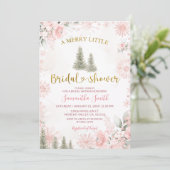 Invitation Pink Snowflake Winter A Merry Little Bridal Shower (Debout devant)