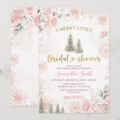 Invitation Pink Snowflake Winter A Merry Little Bridal Shower (Devant / Derrière)