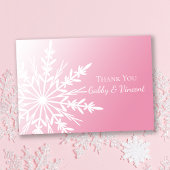 Invitation Pink Snowflake Winter Wedding Flat Merci Notes