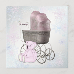 Invitation Pink Snowflake Winter Wonderland Baby shower