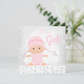 Invitation Pink Snowflake Winter Wonderland Baby shower (Debout devant)