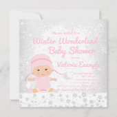 Invitation Pink Snowflake Winter Wonderland Baby shower (Dos)