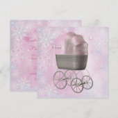 Invitation Pink Snowflake Winter Wonderland Baby shower (Devant / Derrière)