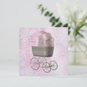 Invitation Pink Snowflake Winter Wonderland Baby shower (Debout devant)