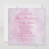 Invitation Pink Snowflake Winter Wonderland Baby shower (Dos)