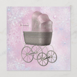 Invitation Pink Snowflake Winter Wonderland Baby shower
