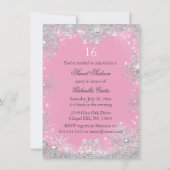 Invitation Pink Snowflake Winter Wonderland Sweet 16 Invitati (Dos)