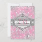 Invitation Pink Snowflake Winter Wonderland Sweet 16 Invitati (Devant)