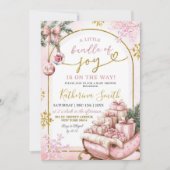 Invitation Pink Snowflakes Bundle of Joy Winter Baby shower (Devant)