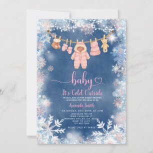 Invitation Pink Snowflakes Son Baby shower Froid À L'Extérieu