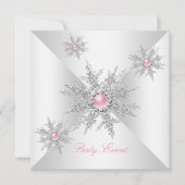 Invitation Pink Snowflakes Winter Wonderland Party (Devant)
