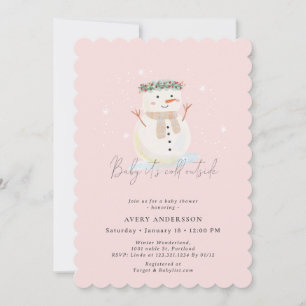 Invitation Pink Snowman Baby Il fait froid dehors Baby shower