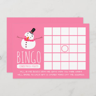 Invitation Pink Snowman, Bingo de Noël