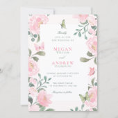 Invitation Pink soft floral wedding (Devant)
