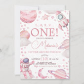 Invitation Pink Space 1st Trip Around the Sun Invite (Devant)