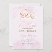 Invitation Pink Spanish Baby Shower Girl (Devant)
