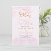 Invitation Pink Spanish Baby Shower Girl (Debout devant)