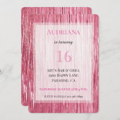 Invitation Pink Sparkle Tinsel Stripes 21e anniversaire (Devant / Derrière)