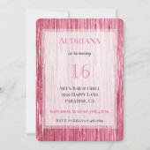 Invitation Pink Sparkle Tinsel Stripes 21e anniversaire (Devant)