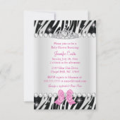 Invitation Pink Sparkle Zebra Princess Tiara Baby shower (Dos)