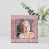 Invitation Pink Sparkles Femme Photo 85e anniversaire fête (Debout devant)