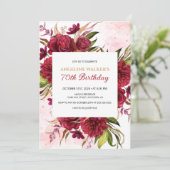 Invitation Pink Splash Bourgogne Dahlia Rose Anniversaire (Debout devant)