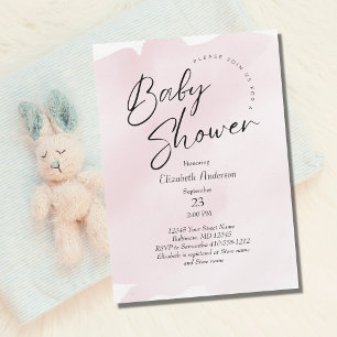 Invitation Pink Splash Laver Aquarelle Bébé Baby shower fille