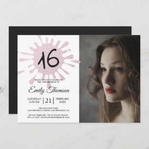 Invitation Pink Splash Sweet 16 16e anniversaire de la fête P