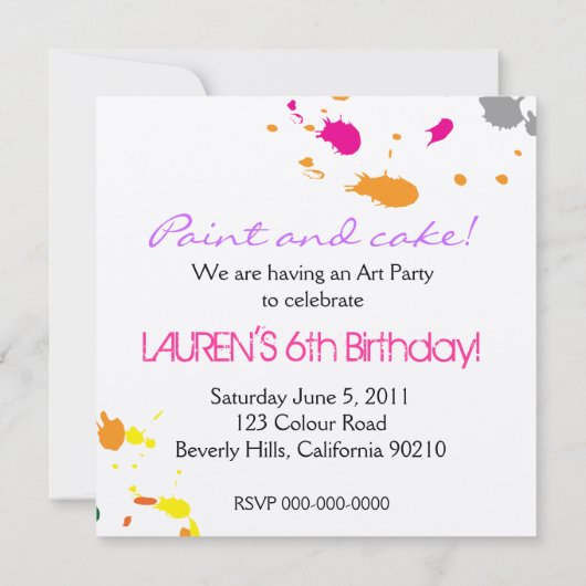 Invitation Pink Splatter (Dos)