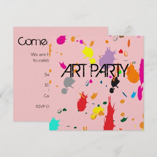 Invitation Pink Splatter (Devant / Derrière)