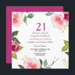 Invitation Pink Spring Floral 21e Anniversaire Fête Invitatio<br><div class="desc">Pink Spring Floral 21st Birthday Party Invitation Design avec l'aimable autorisation de www.createthecut.com</div>