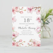Invitation Pink Spring Garden Floral 18e fête d'anniversaire (Debout devant)