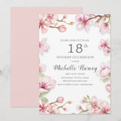 Invitation Pink Spring Garden Floral 18e fête d'anniversaire (Devant / Derrière)