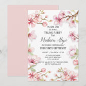 Invitation Pink Spring Garden Floral College Trunk Party (Devant / Derrière)
