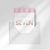 Invitation Pink Sprinkles Sweet to be 7 Ice Cream Birthday
