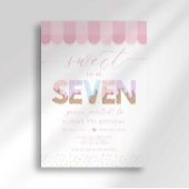 Invitation Pink Sprinkles Sweet to be 7 Ice Cream Birthday