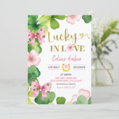 Invitation Pink St Patrick Lucky In Love Bridal Shower (Debout devant)