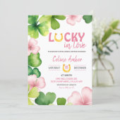 Invitation Pink St Patrick Lucky In Love Bridal Shower (Debout devant)